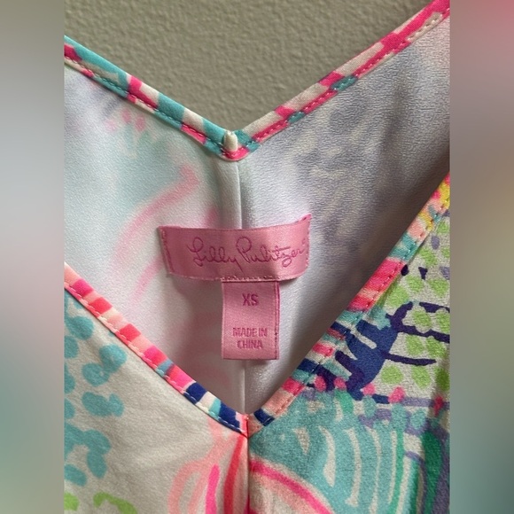 Lilly Pulitzer Clara Silk Roar Of the Seas Asymmetric Hem Slip Dress Women’s XS - Picture 8 of 16